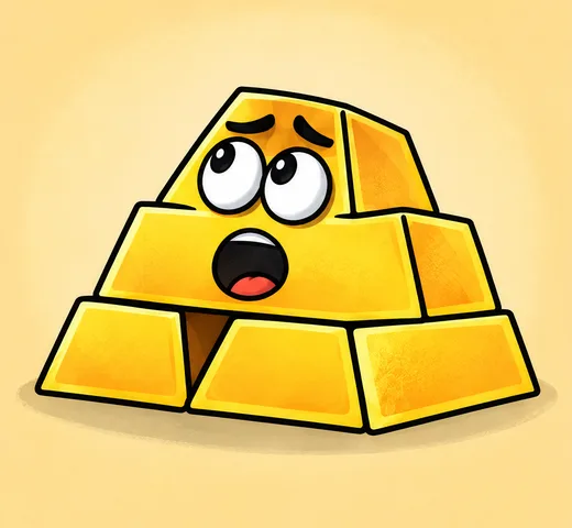 Gold bars with a wide-eyed expression